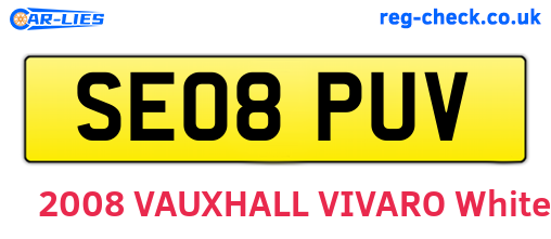 SE08PUV are the vehicle registration plates.