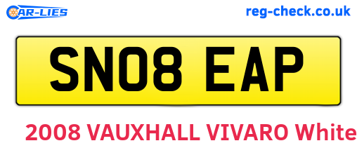 SN08EAP are the vehicle registration plates.