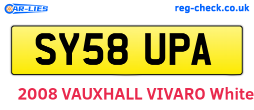 SY58UPA are the vehicle registration plates.