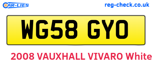 WG58GYO are the vehicle registration plates.