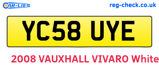 YC58UYE are the vehicle registration plates.