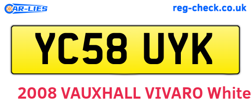 YC58UYK are the vehicle registration plates.