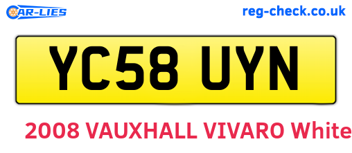 YC58UYN are the vehicle registration plates.