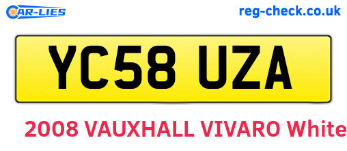 YC58UZA are the vehicle registration plates.