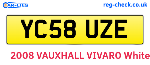 YC58UZE are the vehicle registration plates.