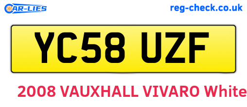 YC58UZF are the vehicle registration plates.