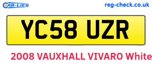 YC58UZR are the vehicle registration plates.
