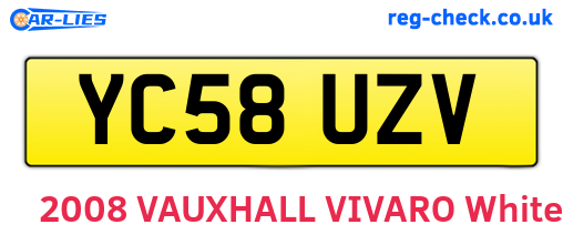 YC58UZV are the vehicle registration plates.