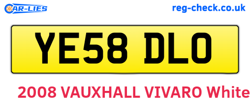 YE58DLO are the vehicle registration plates.