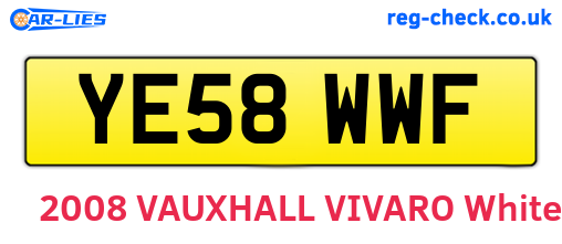 YE58WWF are the vehicle registration plates.