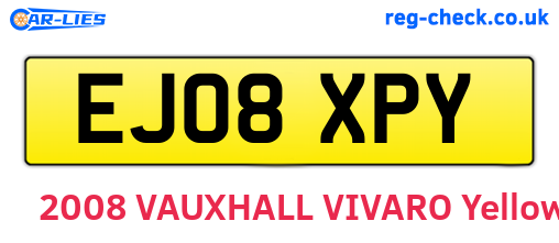 EJ08XPY are the vehicle registration plates.