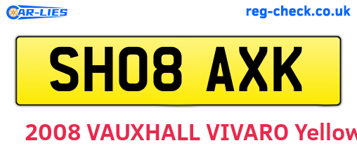 SH08AXK are the vehicle registration plates.
