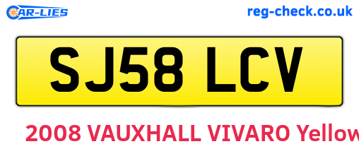 SJ58LCV are the vehicle registration plates.