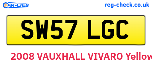 SW57LGC are the vehicle registration plates.
