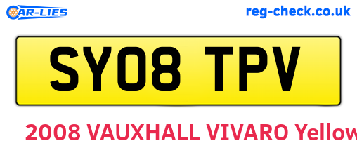 SY08TPV are the vehicle registration plates.