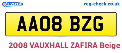 AA08BZG are the vehicle registration plates.