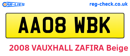 AA08WBK are the vehicle registration plates.