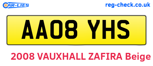 AA08YHS are the vehicle registration plates.