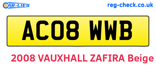 AC08WWB are the vehicle registration plates.