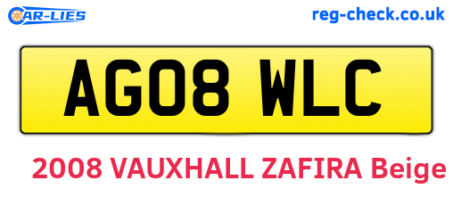 AG08WLC are the vehicle registration plates.