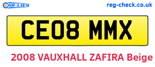 CE08MMX are the vehicle registration plates.