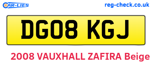 DG08KGJ are the vehicle registration plates.