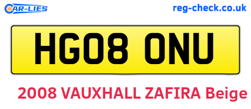 HG08ONU are the vehicle registration plates.