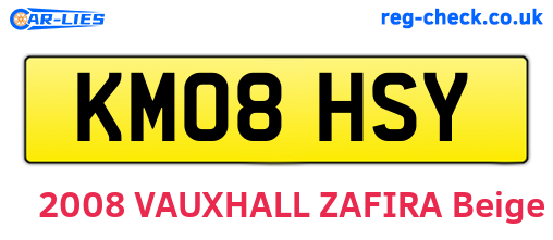 KM08HSY are the vehicle registration plates.