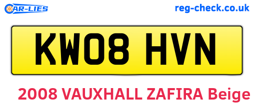 KW08HVN are the vehicle registration plates.