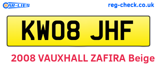 KW08JHF are the vehicle registration plates.