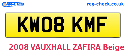 KW08KMF are the vehicle registration plates.