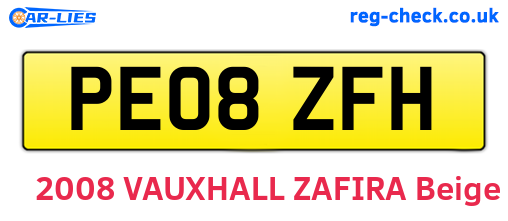 PE08ZFH are the vehicle registration plates.