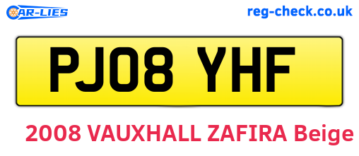 PJ08YHF are the vehicle registration plates.