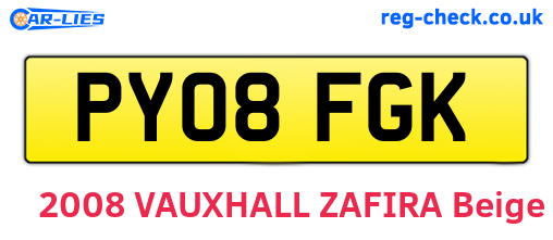 PY08FGK are the vehicle registration plates.