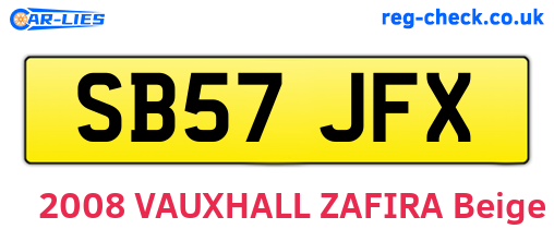 SB57JFX are the vehicle registration plates.