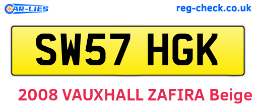 SW57HGK are the vehicle registration plates.