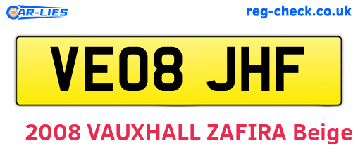 VE08JHF are the vehicle registration plates.