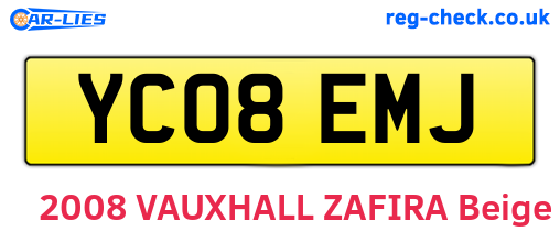 YC08EMJ are the vehicle registration plates.