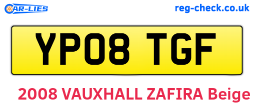YP08TGF are the vehicle registration plates.