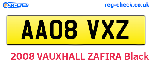 AA08VXZ are the vehicle registration plates.