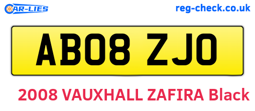 AB08ZJO are the vehicle registration plates.
