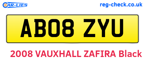 AB08ZYU are the vehicle registration plates.