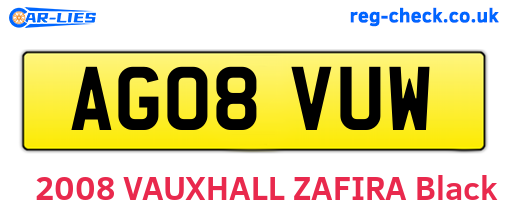 AG08VUW are the vehicle registration plates.