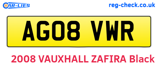 AG08VWR are the vehicle registration plates.