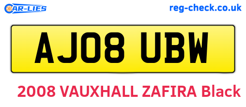 AJ08UBW are the vehicle registration plates.