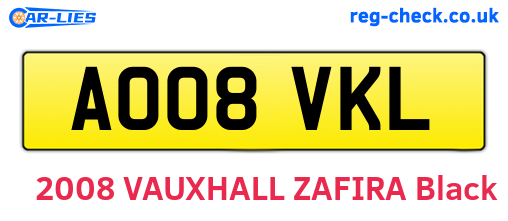 AO08VKL are the vehicle registration plates.