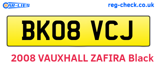 BK08VCJ are the vehicle registration plates.