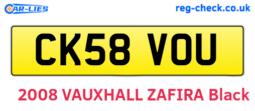 CK58VOU are the vehicle registration plates.