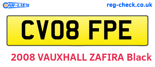 CV08FPE are the vehicle registration plates.