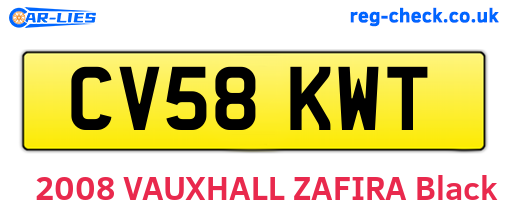 CV58KWT are the vehicle registration plates.
